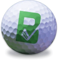 Golf ball with Beezer Golf logo placed besides the three golf app screenshots on the banner